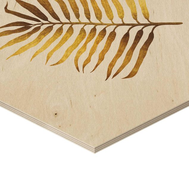 Esagono in legno - Gold - Palm Leaf II