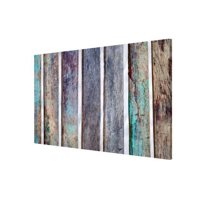 Lavagna magnetica - Tavole di legno mediterranee shabby su sfondo bianco