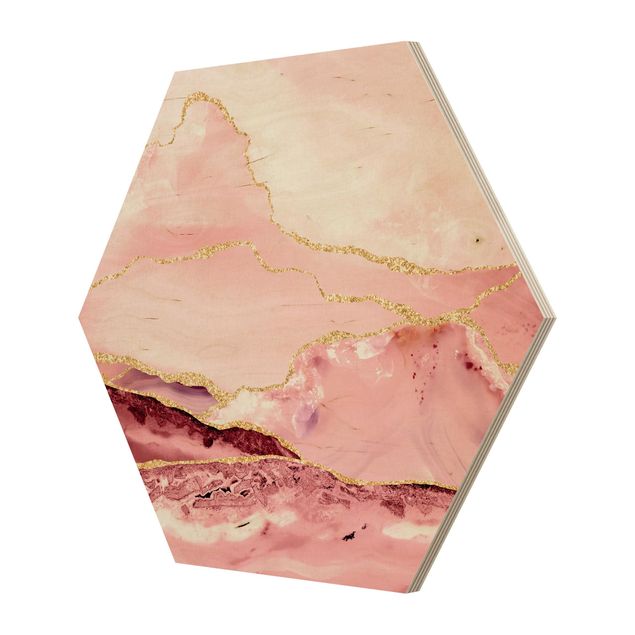 Esagono in legno - Estratto Monti rosa con Golden Lines
