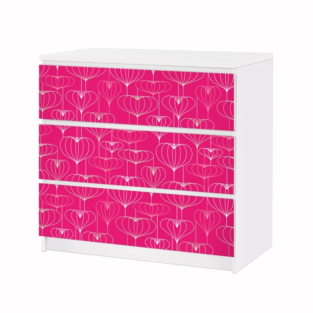 Carta adesiva per mobili IKEA - Malm Cassettiera 3xCassetti - Heart pattern design