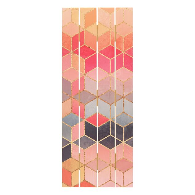 Stampa su legno - Elisabeth Fredriksson - Colorful pastello oro Geometria - Verticale 5:2