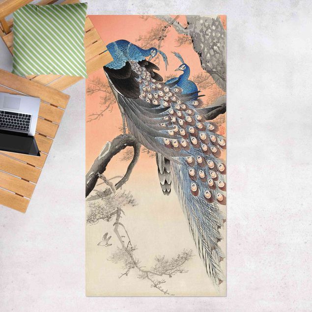 Tappeto da balcone Illustrazione vintage di pavone asiatico I