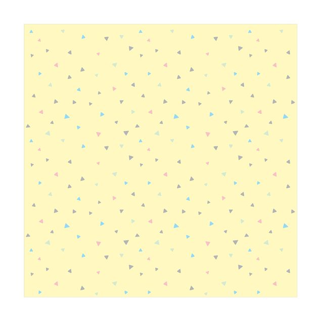 Tappeti in vinile - Triangoli disegnati in pastelli colorati su giallo - Quadrato 1:1