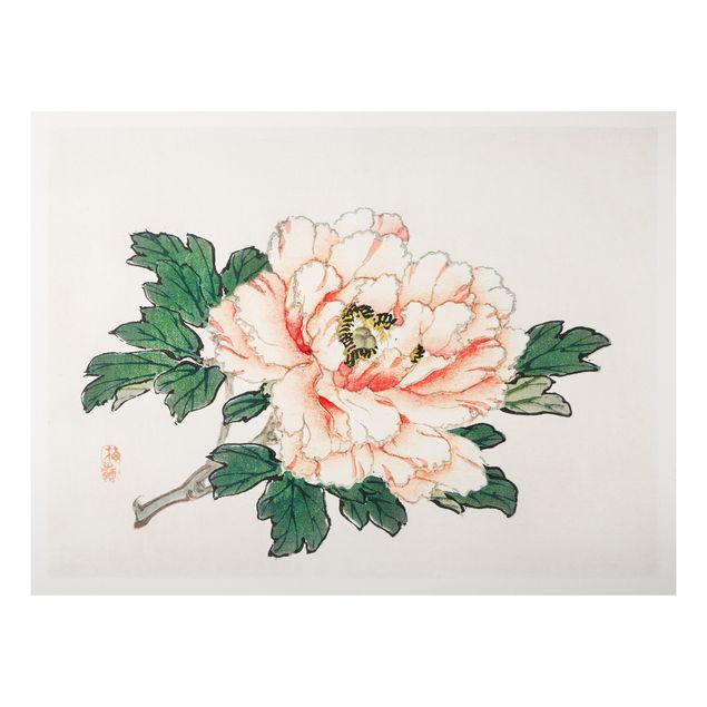 Stampa su alluminio spazzolato - Asian Vintage Disegno rosa crisantemo - Orizzontale 3:4