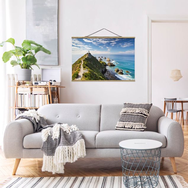 Foto su tessuto da parete con bastone - Nugget Point Lighthouse e Sea Nuova Zelanda - Orizzontale 2:3
