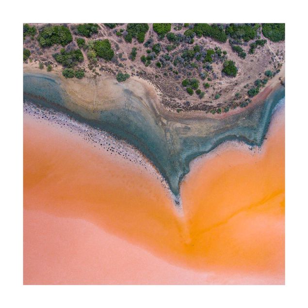 Tappeti effetto naturale Riva del lago arancione in Sardegna