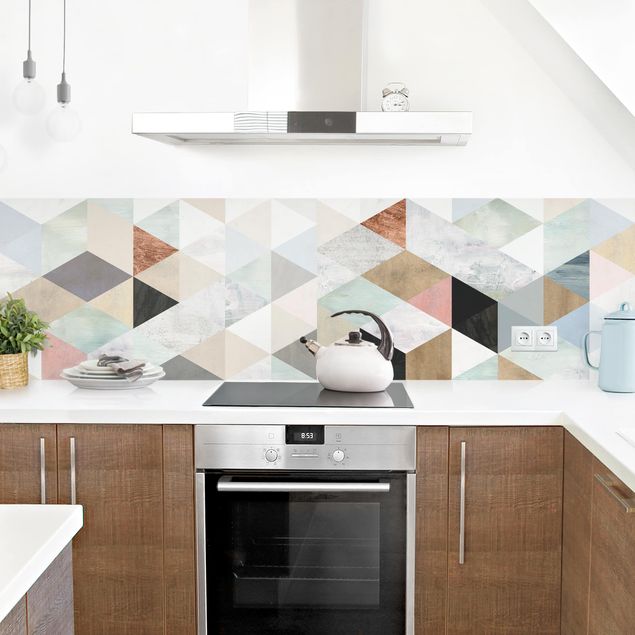 Rivestimenti cucina di plastica Mosaico ad acquerello con triangoli I