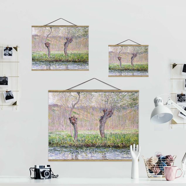 Foto su tessuto da parete con bastone - Claude Monet - Primavera Willows - Orizzontale 3:4