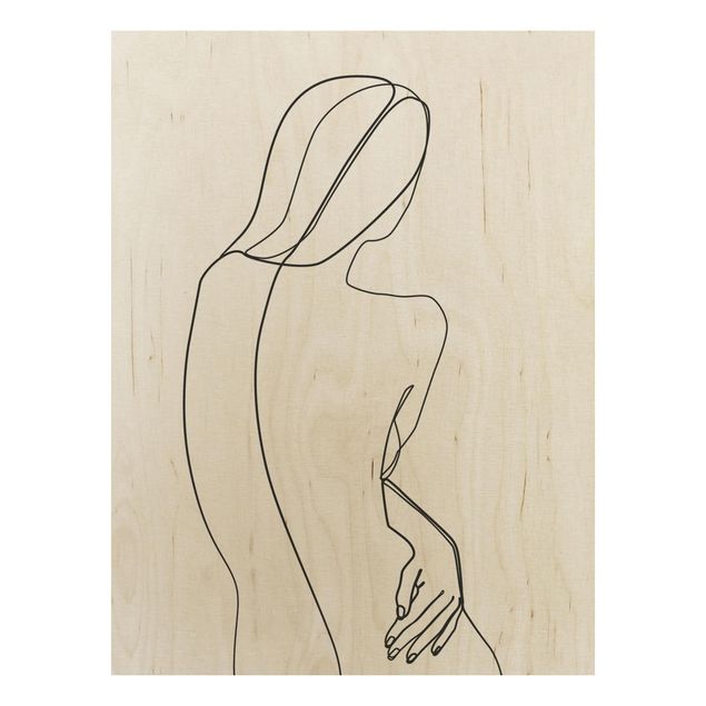 Stampa su legno - Line Art indietro Donna Bianco e nero - Verticale 4:3