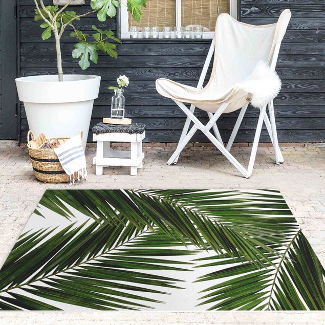 Tappeto per ingresso esterno Vista attraverso le foglie di palma verde