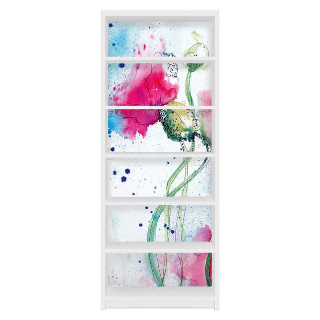 Carta adesiva per mobili IKEA - Billy Libreria - Painted Poppies