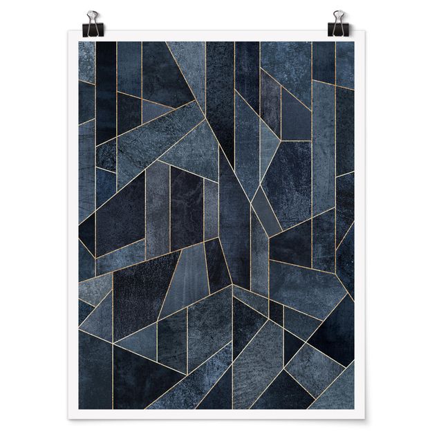 Poster - Blu Geometria Acquerello - Verticale 4:3