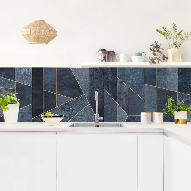 Rivestimenti cucina adesivi Geometria blu acquerello