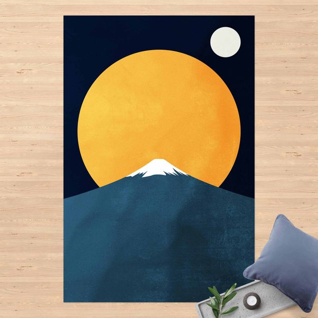 Tappeto da balcone Sole, luna e montagna