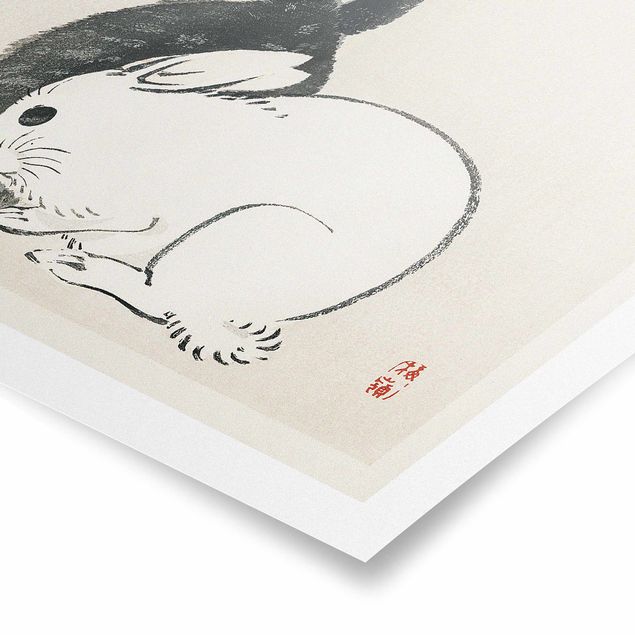 Poster - Asian Vintage Disegno di due conigli - Orizzontale 3:4