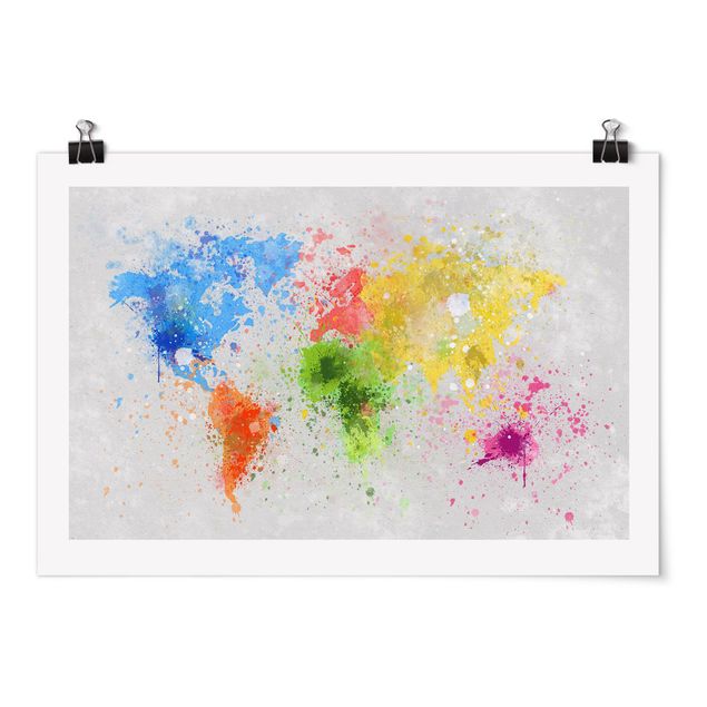 Poster - Macchie di colore Mappa del mondo - Orizzontale 2:3