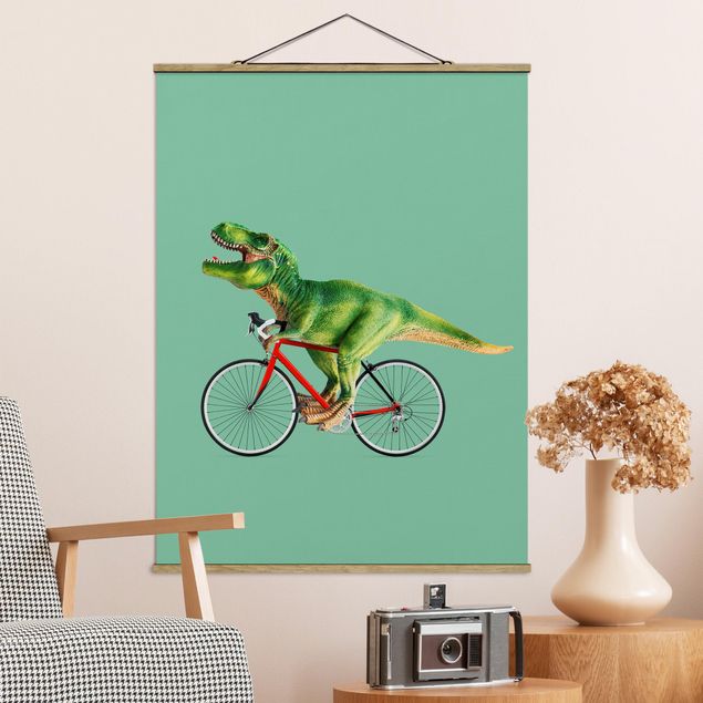 quadri con animali Dinosauro con bicicletta