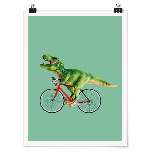 Poster - Dinosauro con la bicicletta - Verticale 4:3