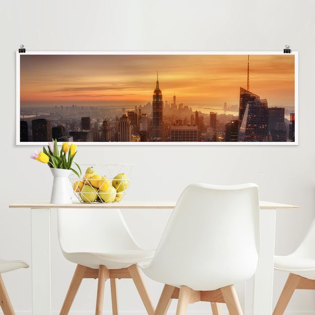 Poster - Manhattan Skyline Evening - Panorama formato orizzontale