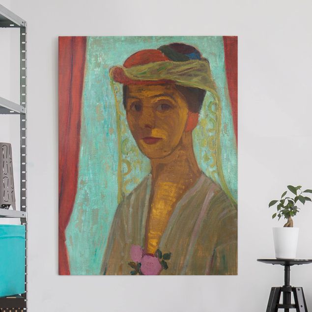Riproduzioni su tela quadri famosi Paula Modersohn-Becker - Autoritratto con cappello e velo