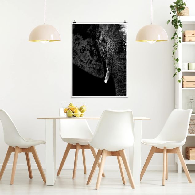 Poster - African Elephant Bianco e nero - Verticale 4:3
