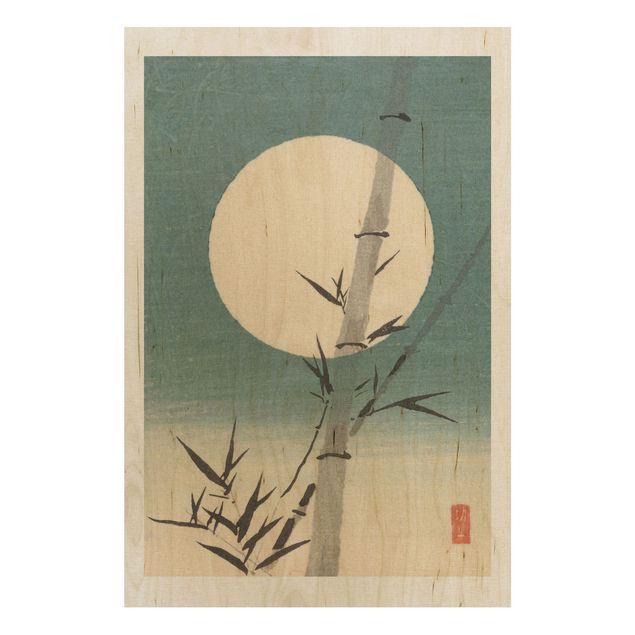 Stampa su legno - Giapponese Disegno Bambù E Luna - Verticale 3:2