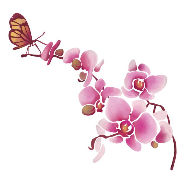 Adesivo murale - Orchid with butterfly