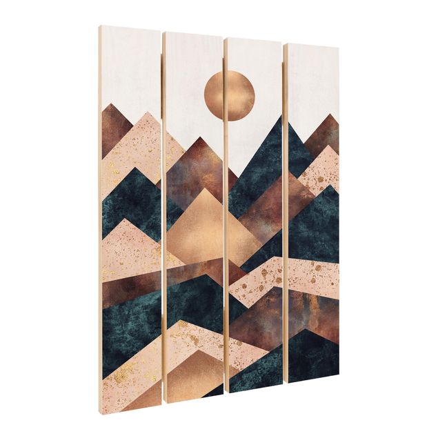 Stampa su legno - Elisabeth Fredriksson - Geometrico Monti bronzo - Verticale 3:2