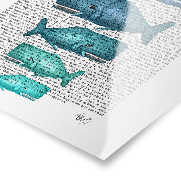 Poster - Lettura di animali - Whale Famiglia - Verticale 4:3