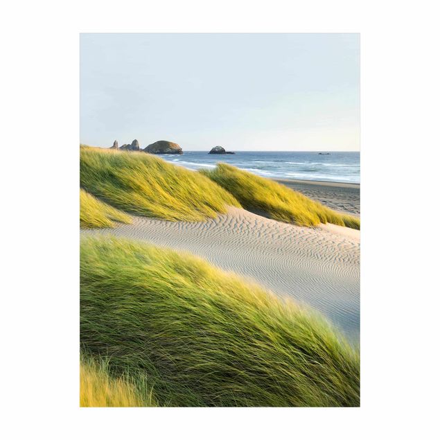 Tappeto bagno verde Dune ed erbe sul mare