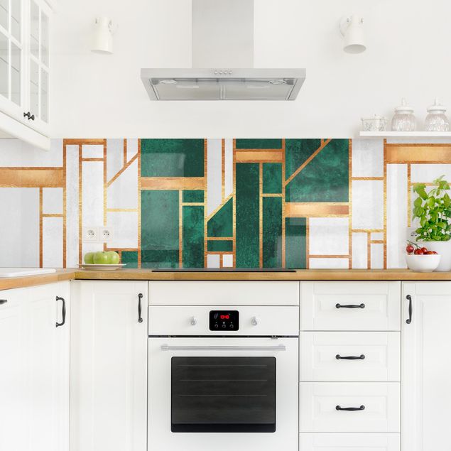 Rivestimenti cucina di plastica Geometria smeraldo e oro