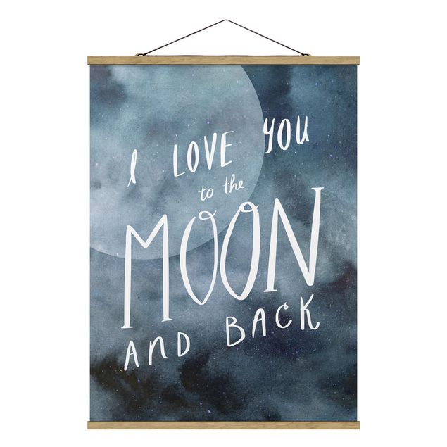 Foto su tessuto da parete con bastone - Amore celeste - Luna - Verticale 4:3