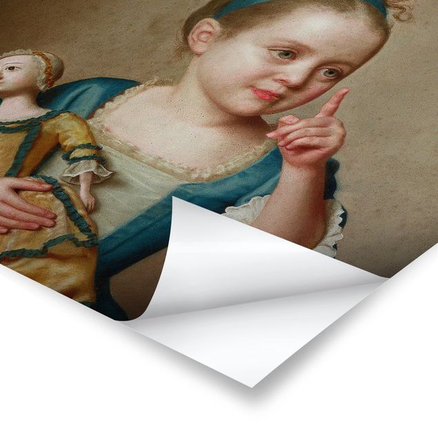 Poster - Jean Etienne Liotard - Ragazza con la bambola - Quadrato 1:1