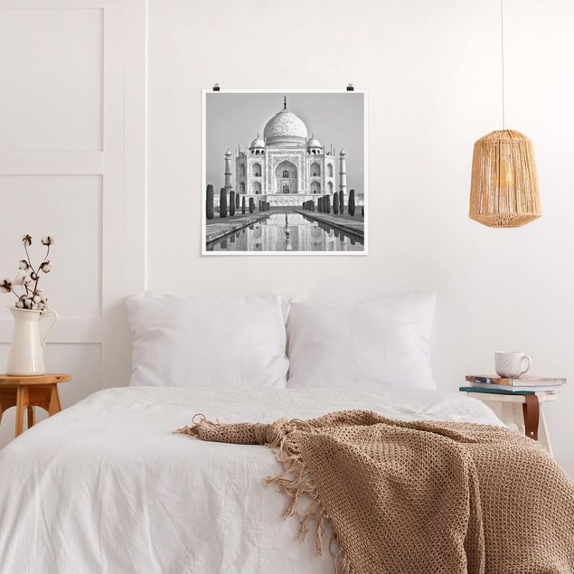 Poster illustrazioni Taj Mahal con giardino