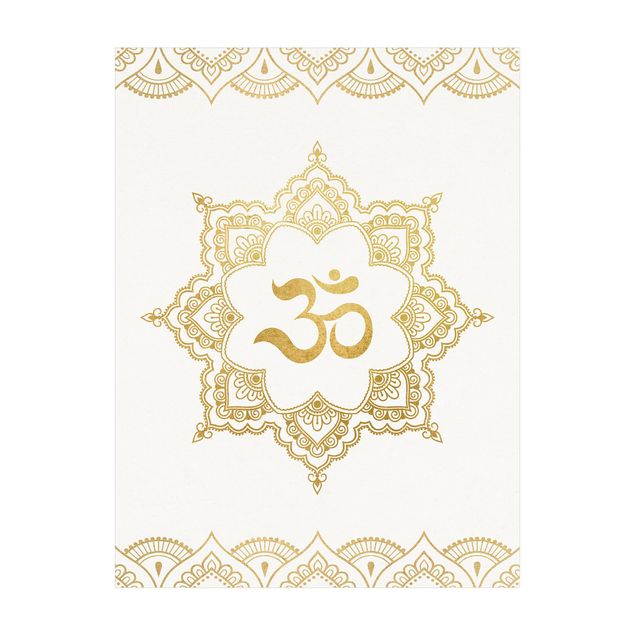 Tappeti color oro Mandala OM Illustrazione Ornamentale Oro Bianco