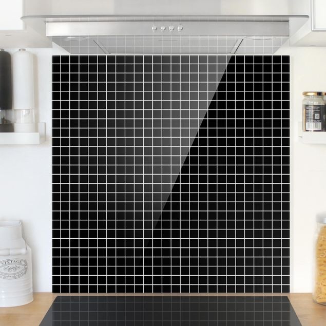 paraschizzi cucina vetro magnetico Piastrelle mosaico nero opaco