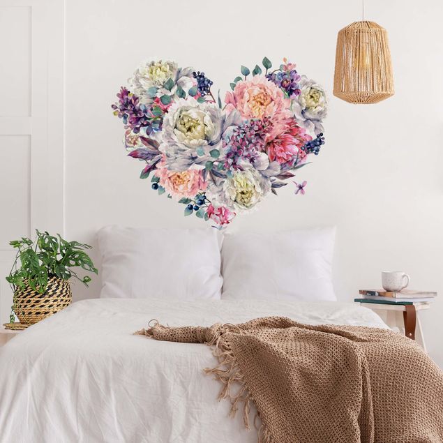 Adesivo murale - Acquerello Cuore Blossoms Bouquet XXL