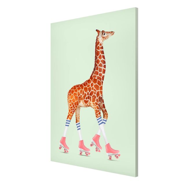Lavagna magnetica - Giraffa con Pattini a rotelle - Formato verticale 2:3