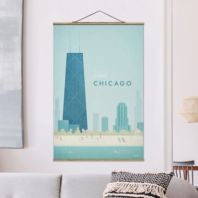 Foto su tessuto da parete con bastone - Poster viaggio - Chicago - Verticale 3:2