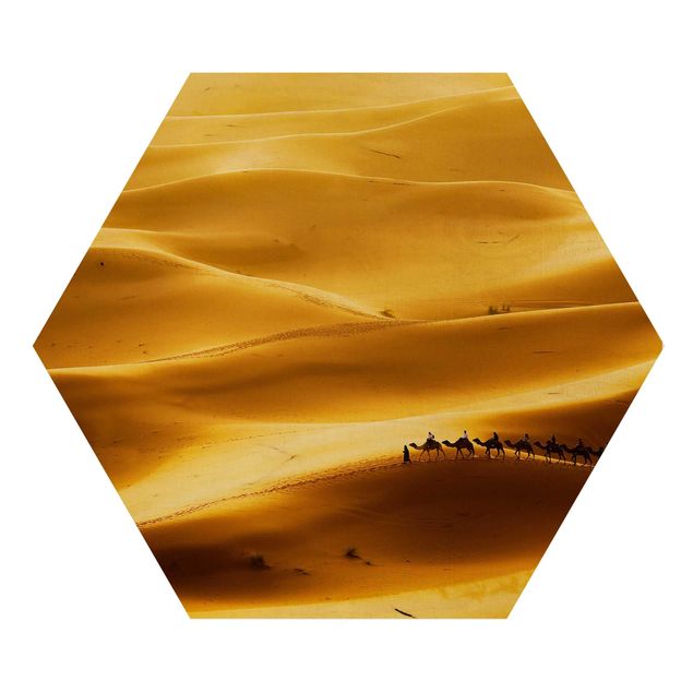 Esagono in legno - dune dorate