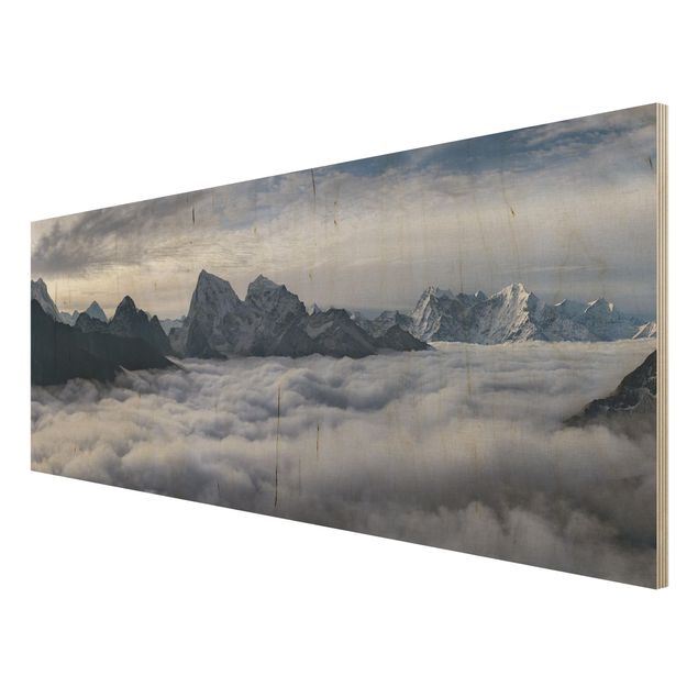 Quadro in legno - Mare di nubi in Himalaya - Panoramico