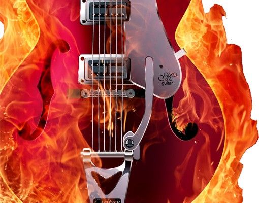 Adesivo murale no.205 Guitar in Flames