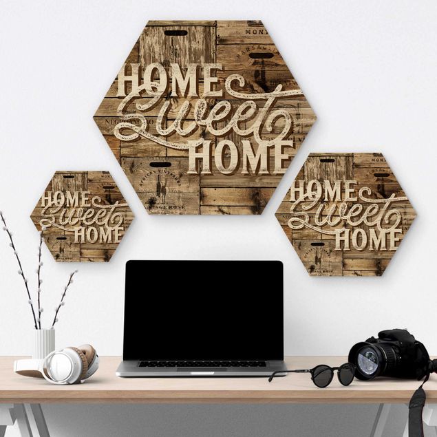 Esagono in legno - Home Sweet Home parete di legno
