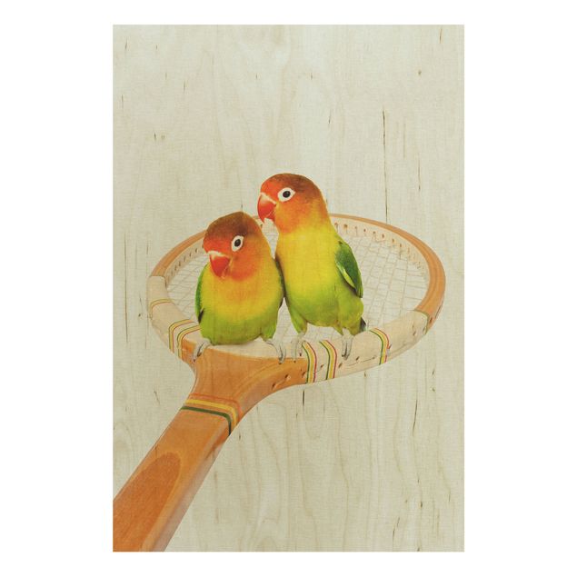 Stampa su legno - Tennis Con Uccelli - Verticale 3:2