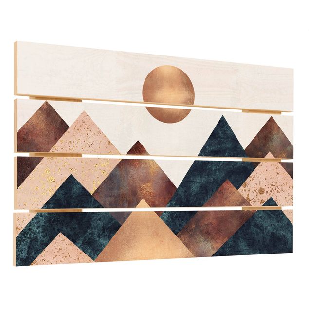 Stampa su legno - Elisabeth Fredriksson - Geometrico Monti bronzo - Orizzontale 2:3