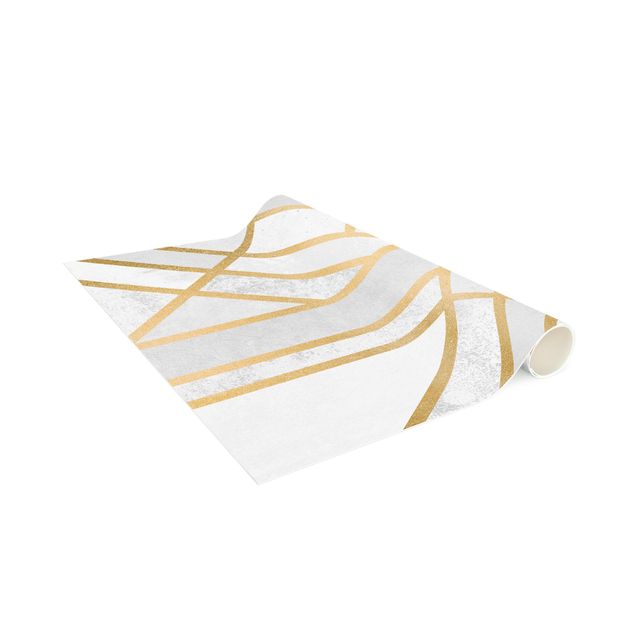 Tappeto moderno astratto Geometria Art Déco Oro Bianco