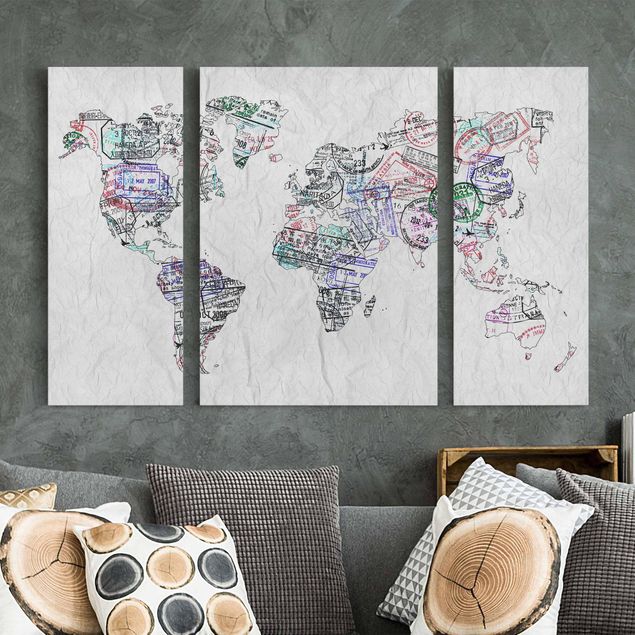 Mappamondo su tela Timbro per passaporto mappa del mondo