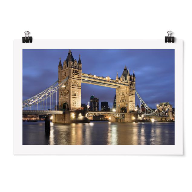 Poster - Tower Bridge di notte - Orizzontale 2:3
