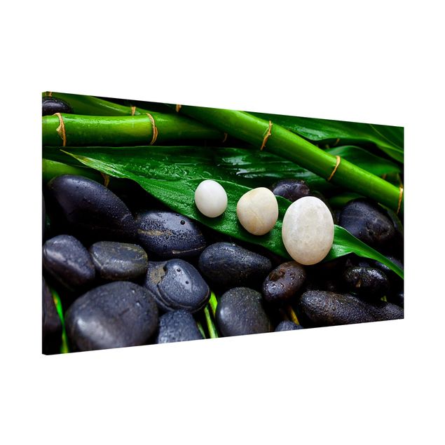 Lavagna magnetica per ufficio Bambù verde con pietre zen