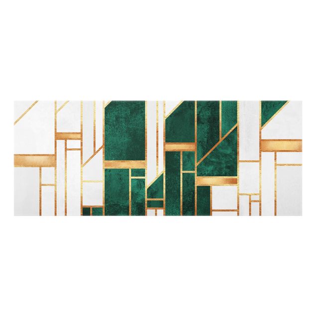 Paraschizzi in vetro - Geometria in smeraldo e oro - Panorama 5:2